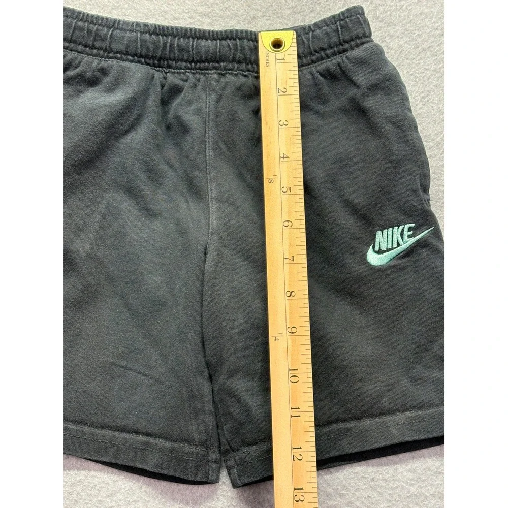 Nike Boys Black Cotton Jersey Shorts Mint Green Logo 5-6 Years H847-023